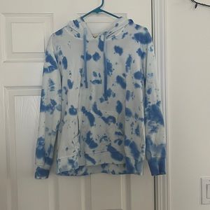 Blue and white tie dye hoodie